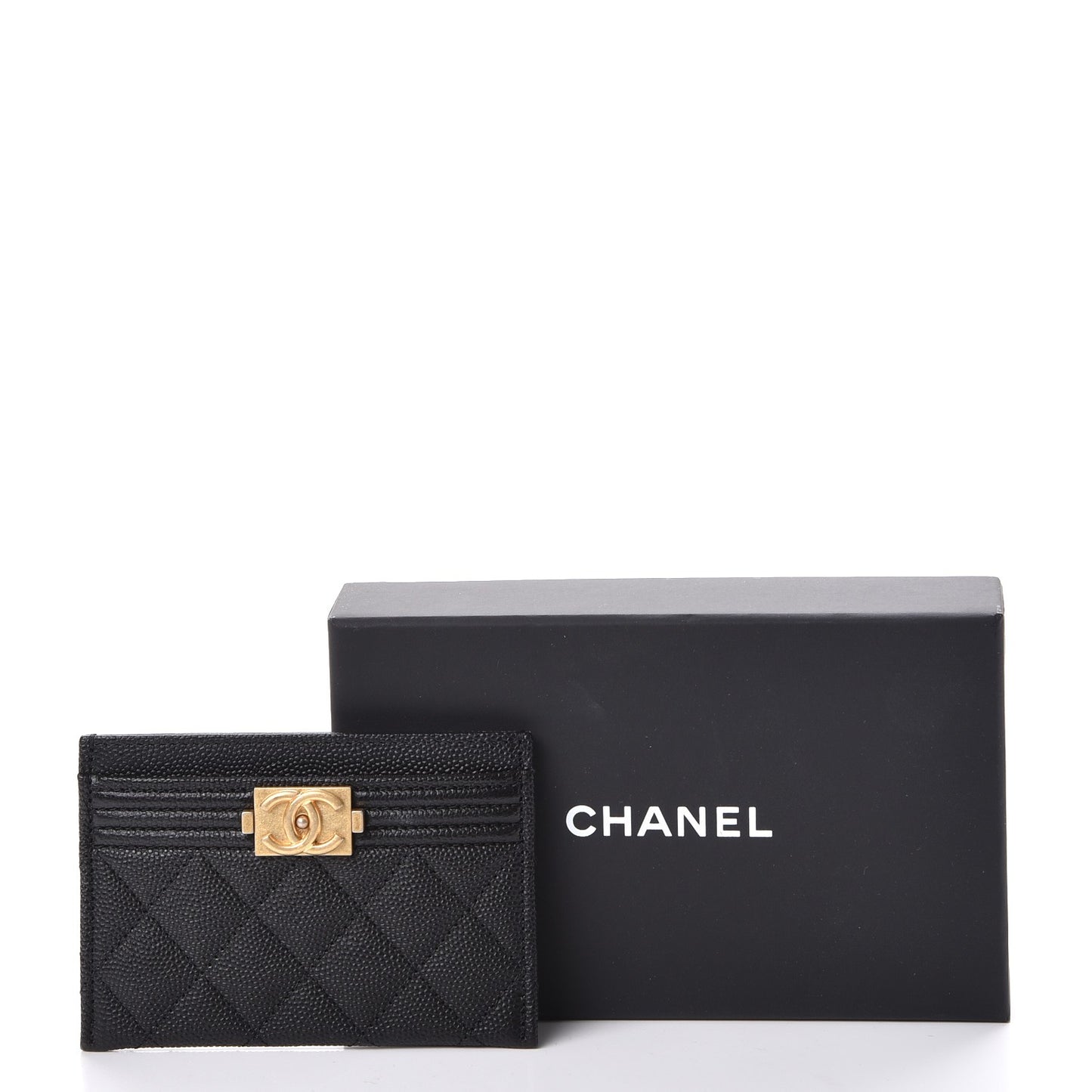 Caviar Quilted Boy Card Holder Black
