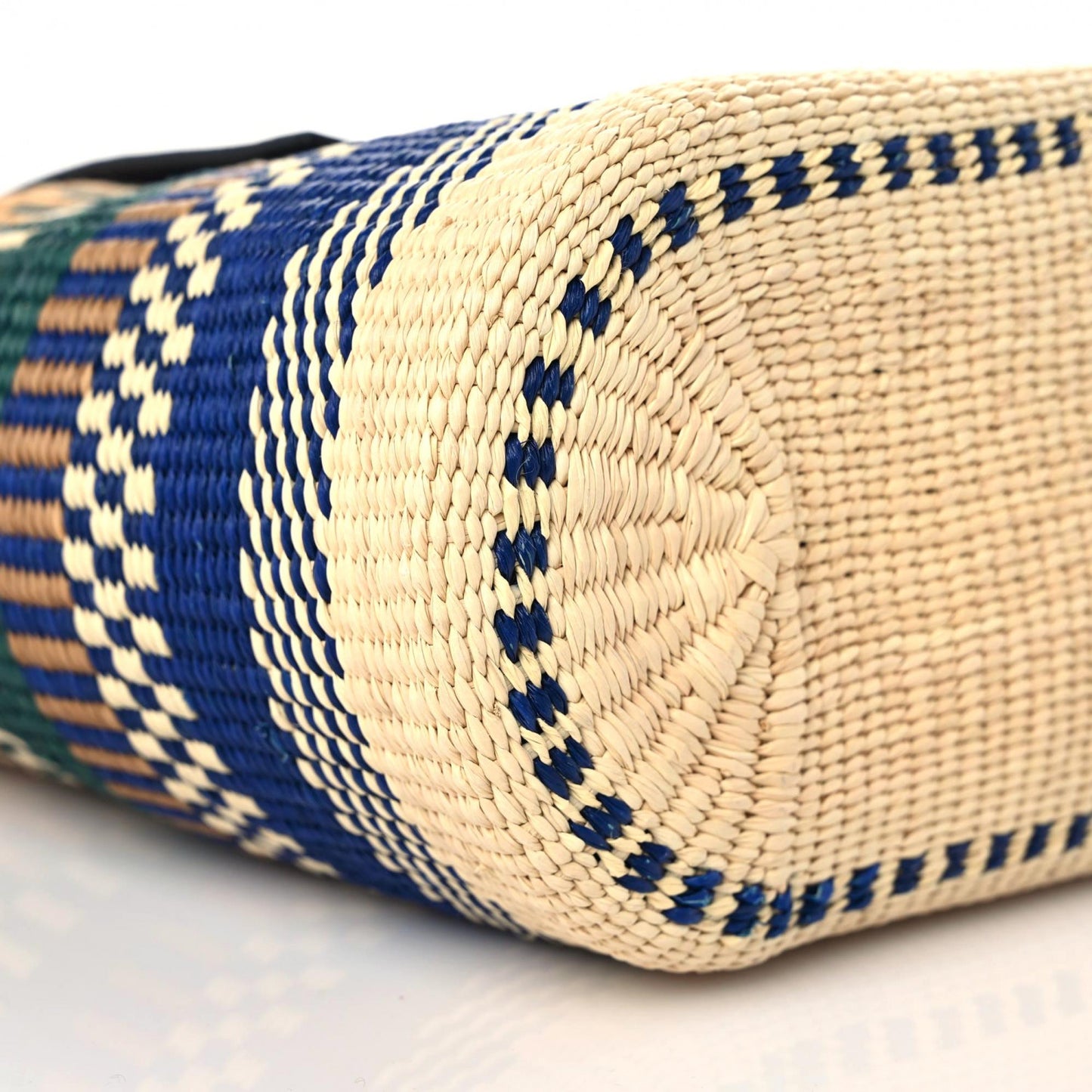 Raffia Small Square Basket Tote Bag Blue Multicolor