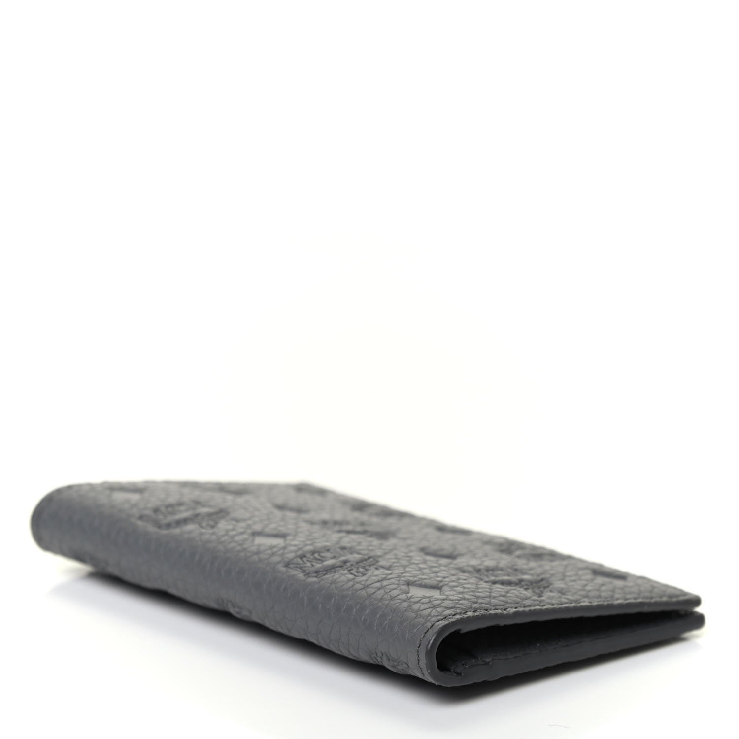 MCM Calfskin Ottomar Monogram Mini Bi-Fold Card Wallet Charcoal 3 of 4
