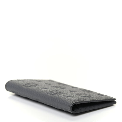 MCM Calfskin Ottomar Monogram Mini Bi-Fold Card Wallet Charcoal 3 of 4