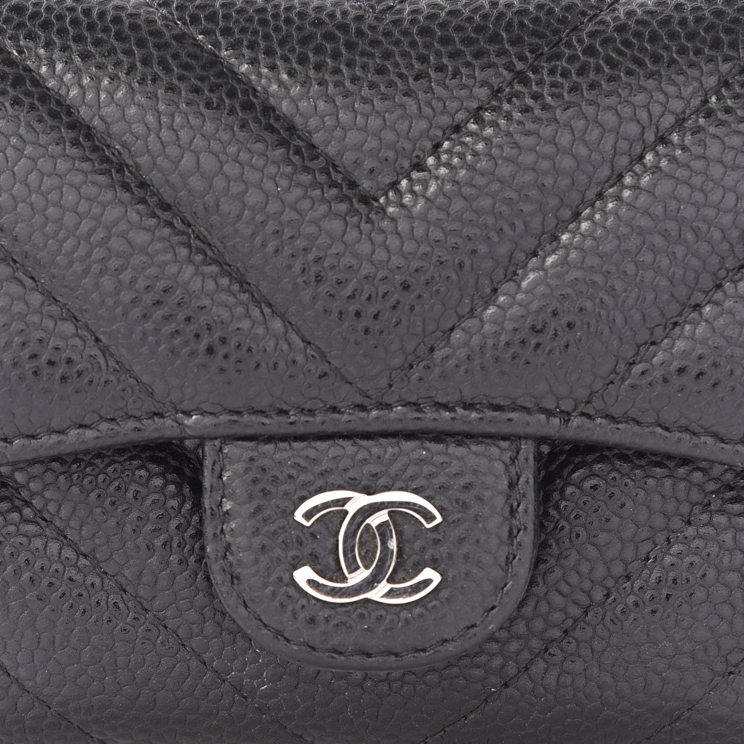 Chanel Caviar Chevron Quilted Compact Flap Wallet Black 9 of 10