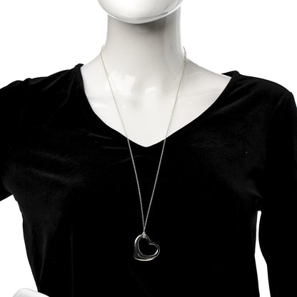 Tiffany Sterling Silver 36mm Elsa Peretti Open Heart Pendant Necklace 2 of 5