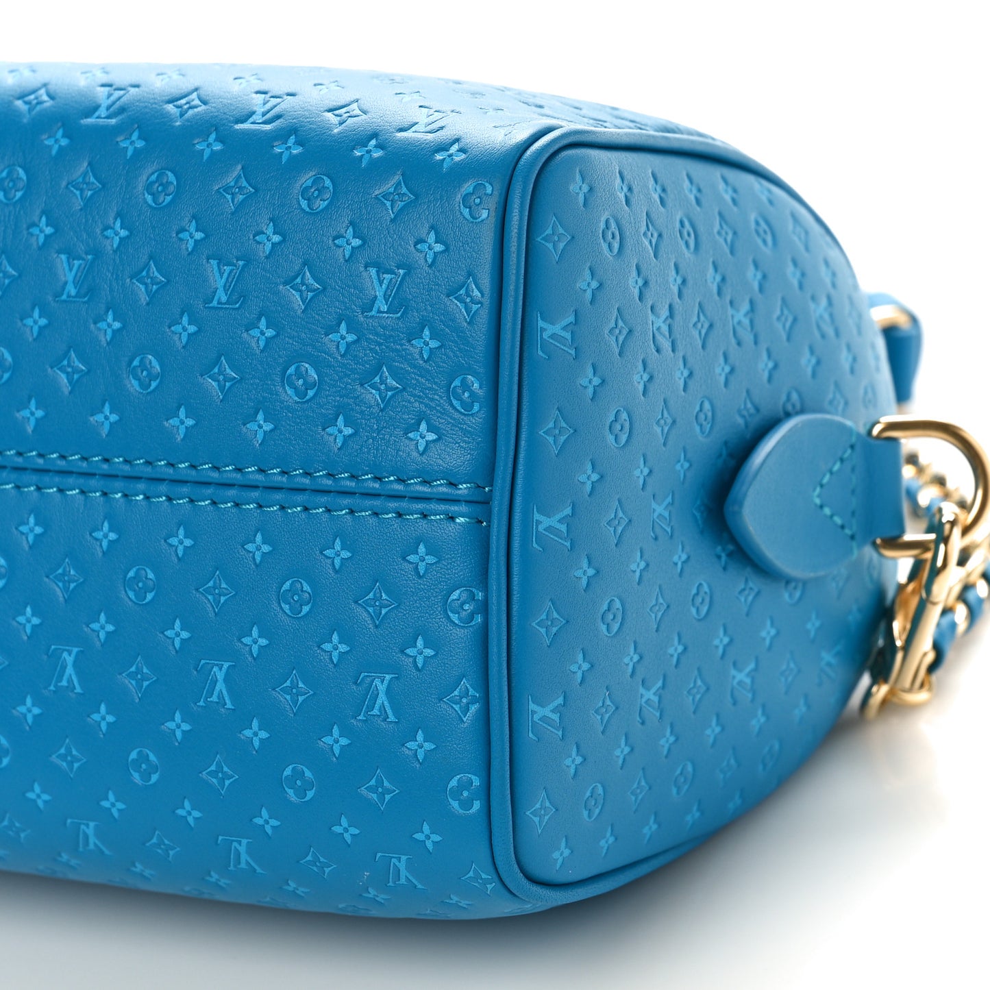 Calfskin Nanogram Embossed Speedy 20 Bleu