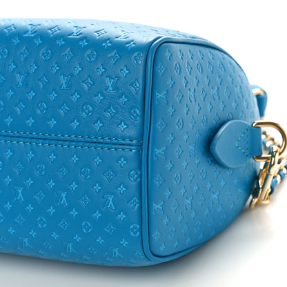 Louis Vuitton Calfskin Nanogram Embossed Speedy 20 Bleu 8 of 8