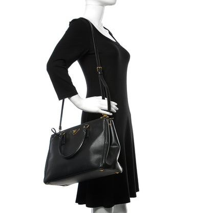 Prada Saffiano Medium Galleria Double Zip Tote Black 2 of 13
