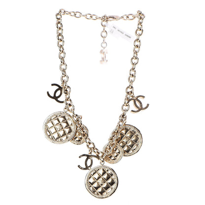 Chanel Medallion CC Quilted Pendant Necklace Gold 3 of 6