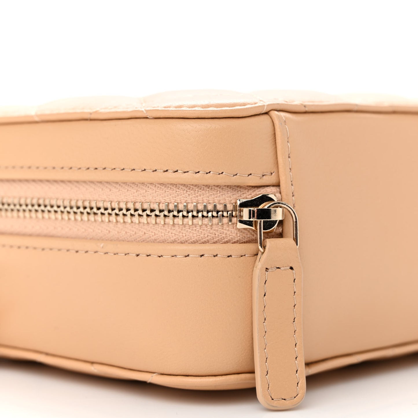 Lambskin Quilted CC Pearl Crush Camera Case Beige