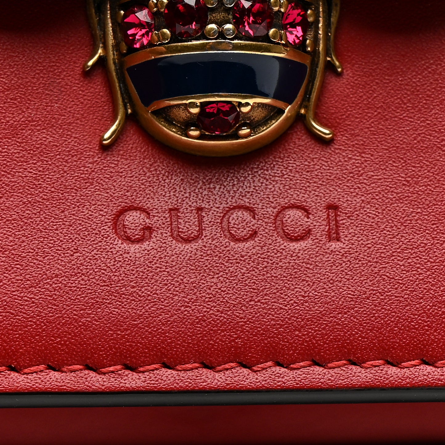 Calfskin Queen Margaret Chain Wallet Blue Agata Hibiscus Red Mystic White