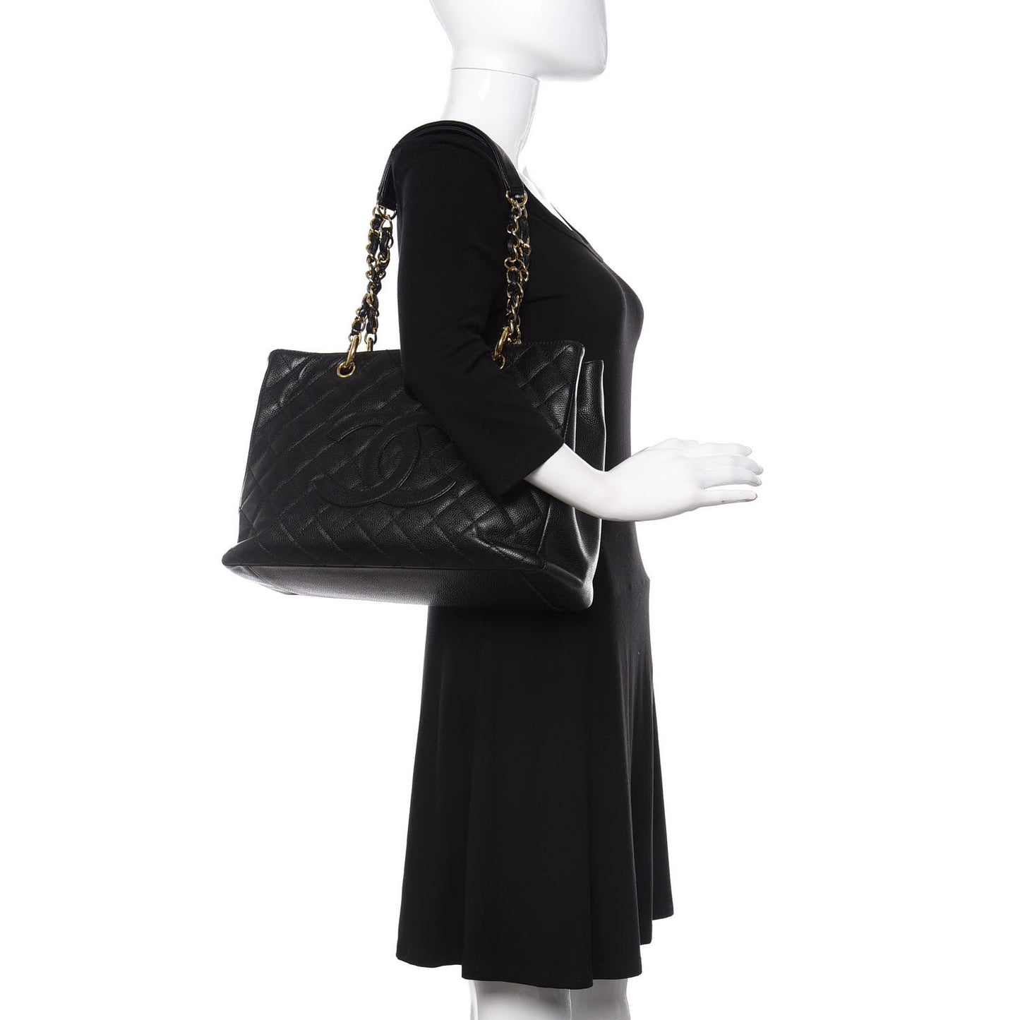 Caviar Quilted Grand Shopping Tote GST Black