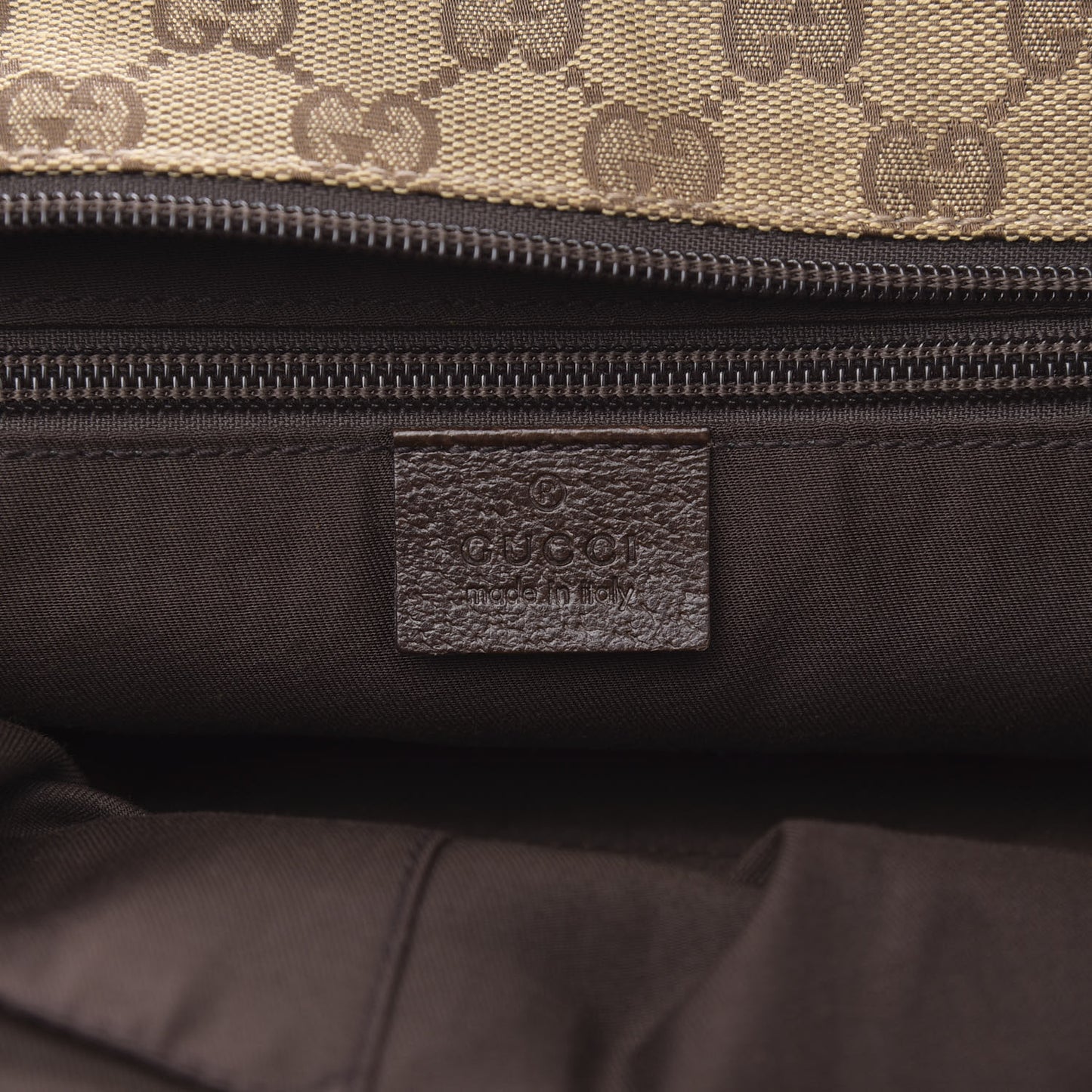 GG Monogram Medium Web Handle Bucket Tote Dark Brown