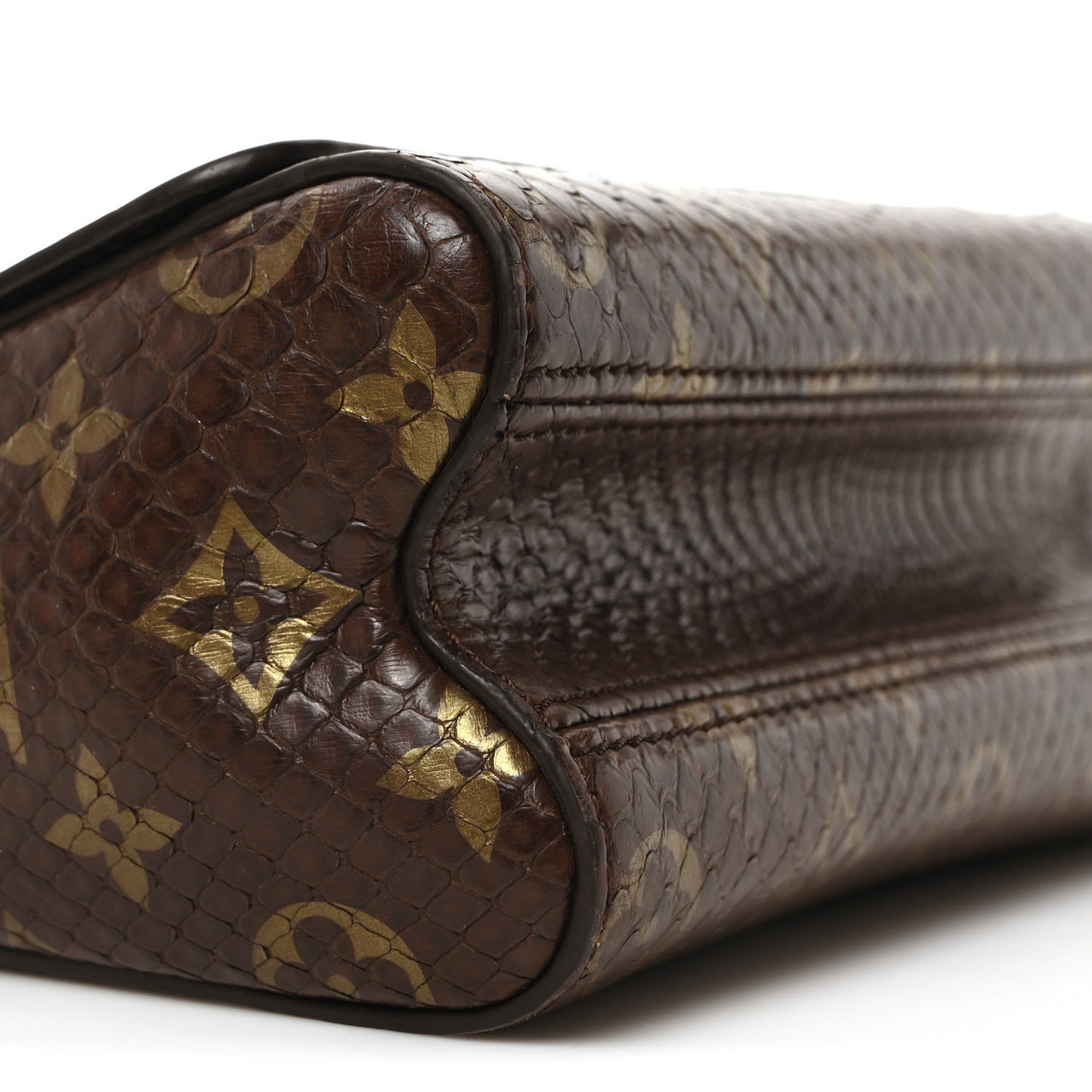 Snakeskin Monogram Twist Shoulder Bag PM Brown