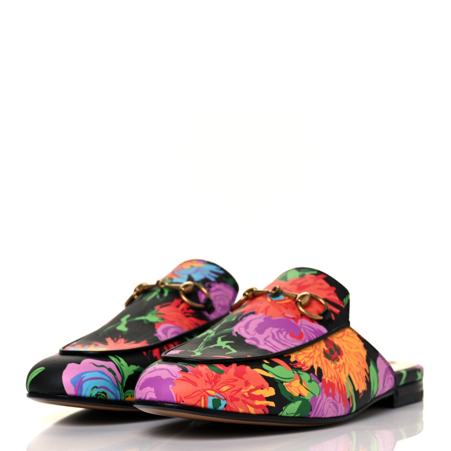 Gucci X KEN SCOTT Canvas Infinity Jenni Women's Princetown Slippers 36 Black Pink 3 of 10