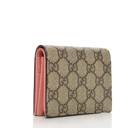 Gucci GG Supreme Monogram Face Embroidered Card Case Wallet Pink 3 of 7