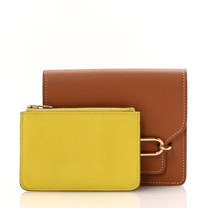 Hermes Evercolor Bi-Color Roulis Slim Wallet Gold Lime 3 of 11