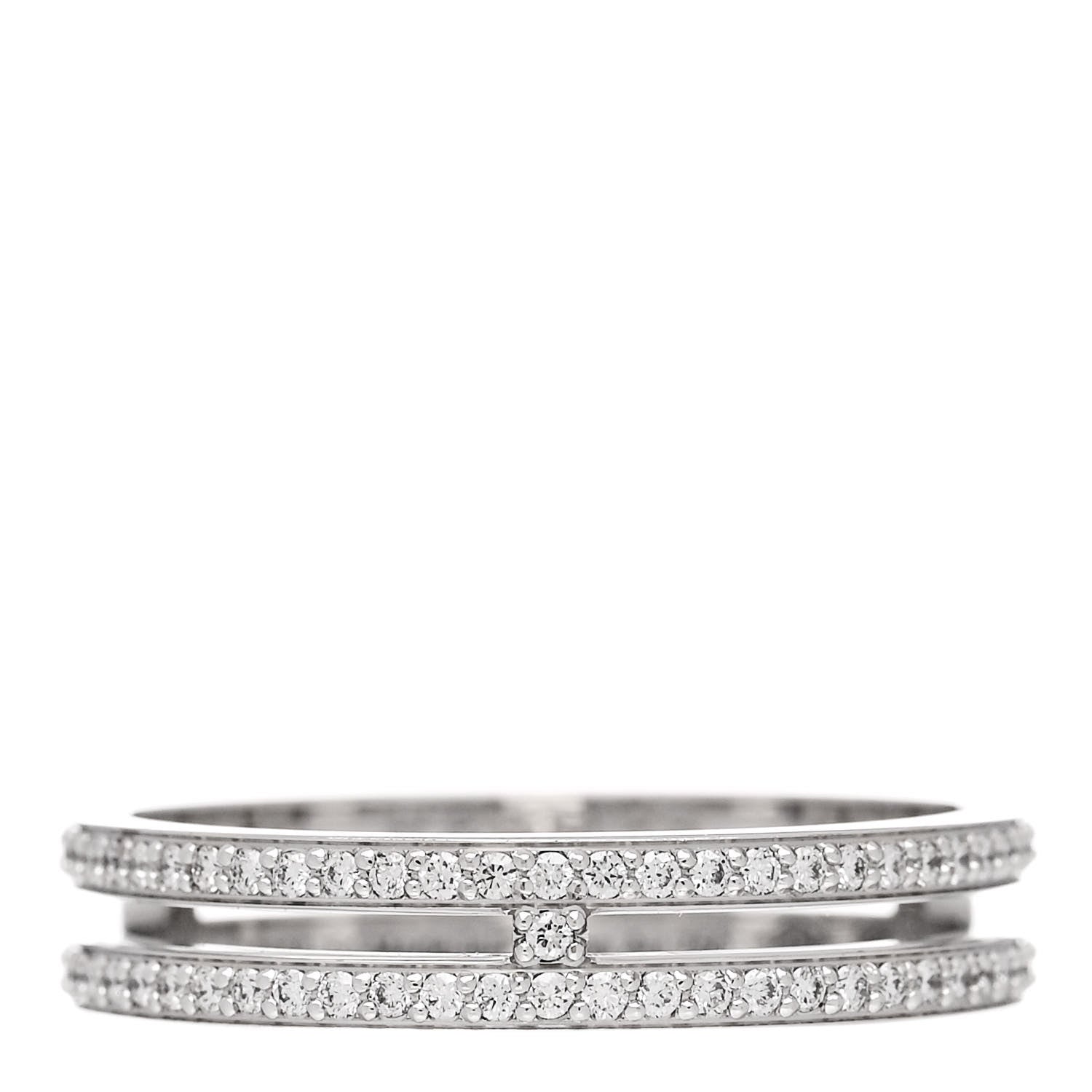 Hermes 18K White Gold Diamond Ariane Wedding Band Ring 51 5.75 1 of 5
