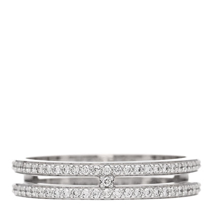 Hermes 18K White Gold Diamond Ariane Wedding Band Ring 51 5.75 1 of 5
