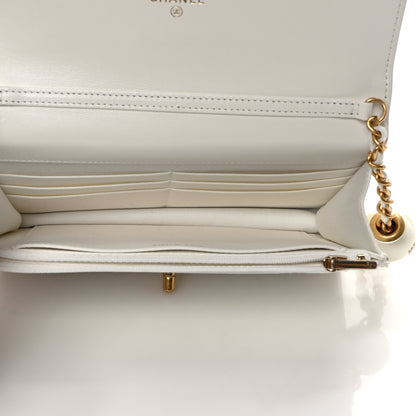 Chanel Lambskin Quilted Pearl Wallet On Chain WOC White 5 of 11