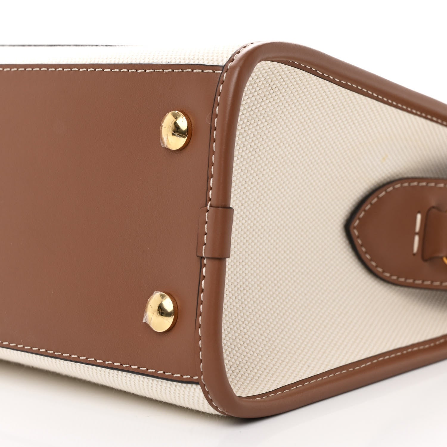 Burberry Canvas Smooth Calfskin Two Tone Small Pocket Bag Natural Malt Brown 10 of 13