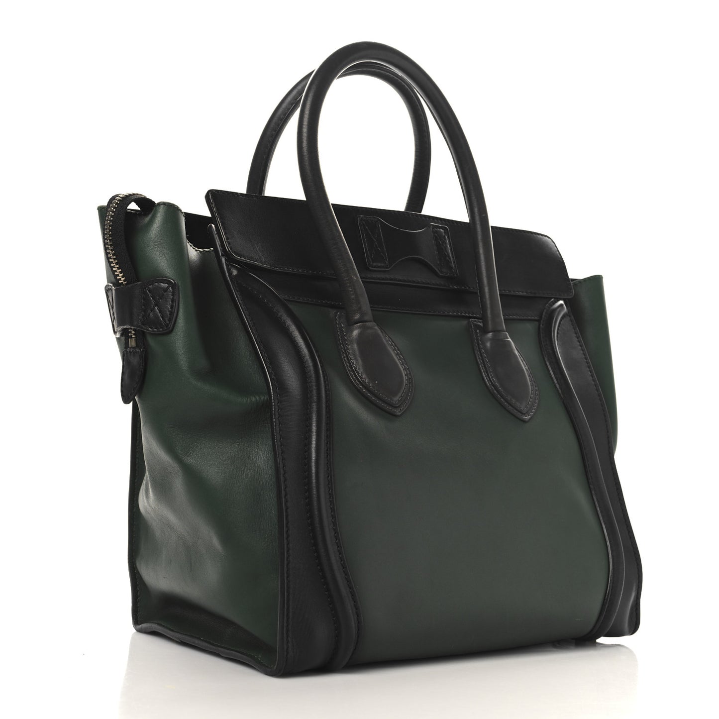 Smooth Calfskin Mini Bi-Color Luggage Forest Black