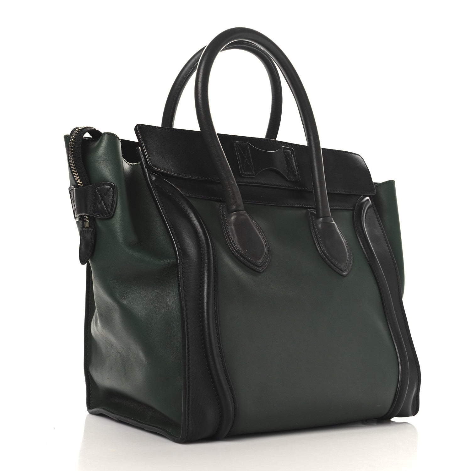 Celine Smooth Calfskin Mini Bi-Color Luggage Forest Black 2 of 14