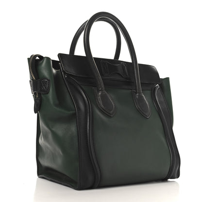 Celine Smooth Calfskin Mini Bi-Color Luggage Forest Black 2 of 14