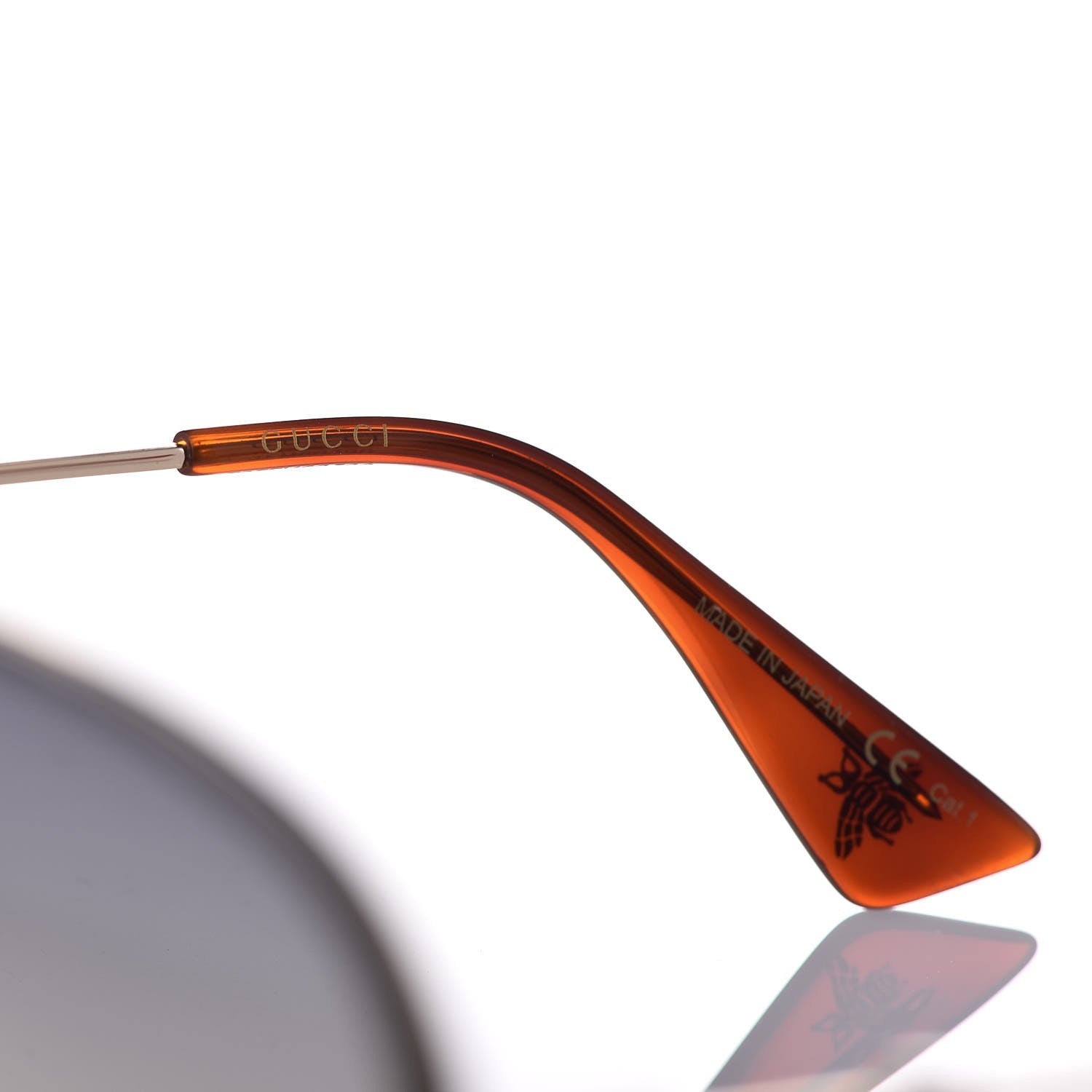 Gucci Metal Glitter Aviator Sunglasses G0227S Gold 5 of 8