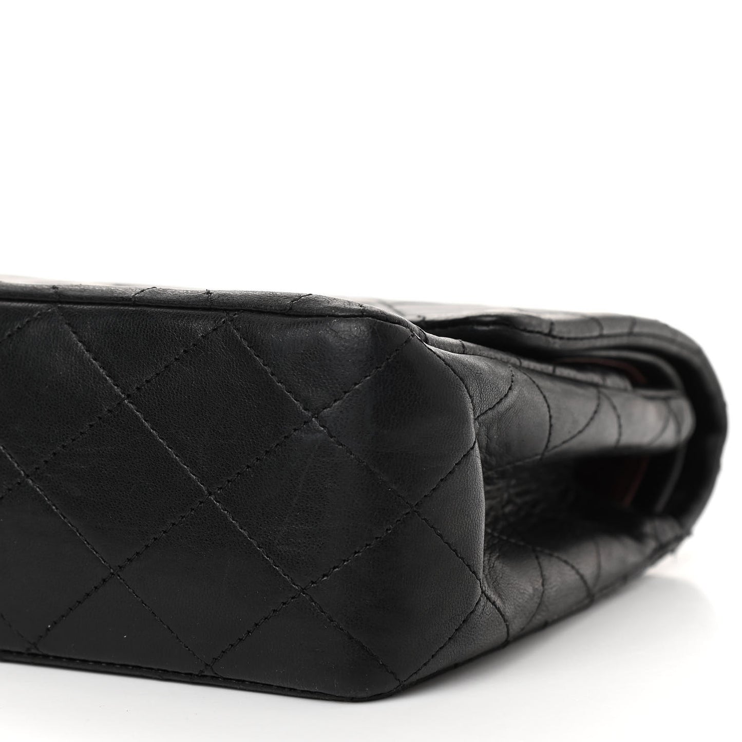 Lambskin Quilted Medium Double Flap Black