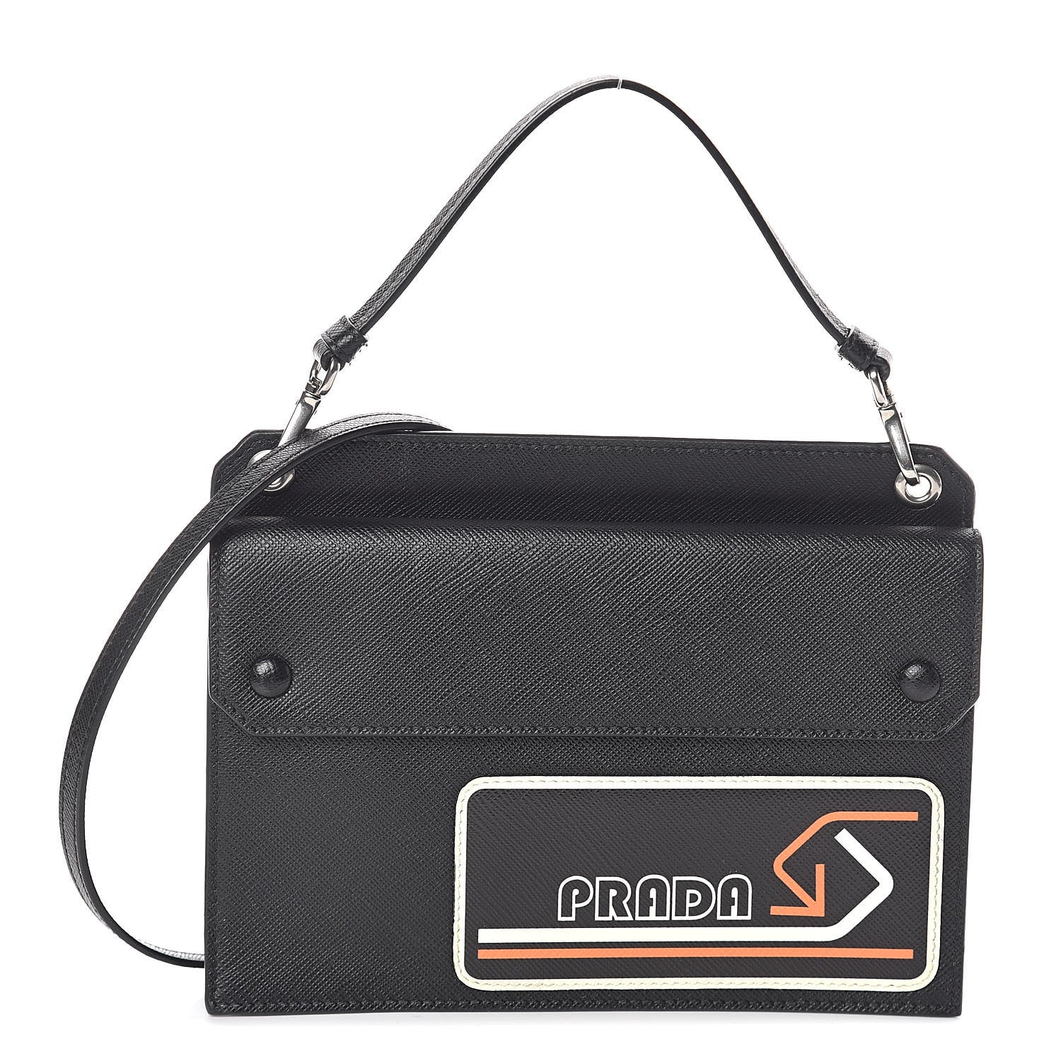 Prada Saffiano City Logo Crossbody Wallet Black 1 of 10