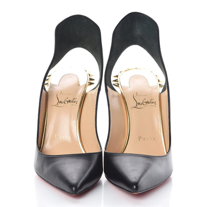 Christian Louboutin Kid Specchio Survivita 100 Slingback Pumps 36 Black Gold 2 of 9