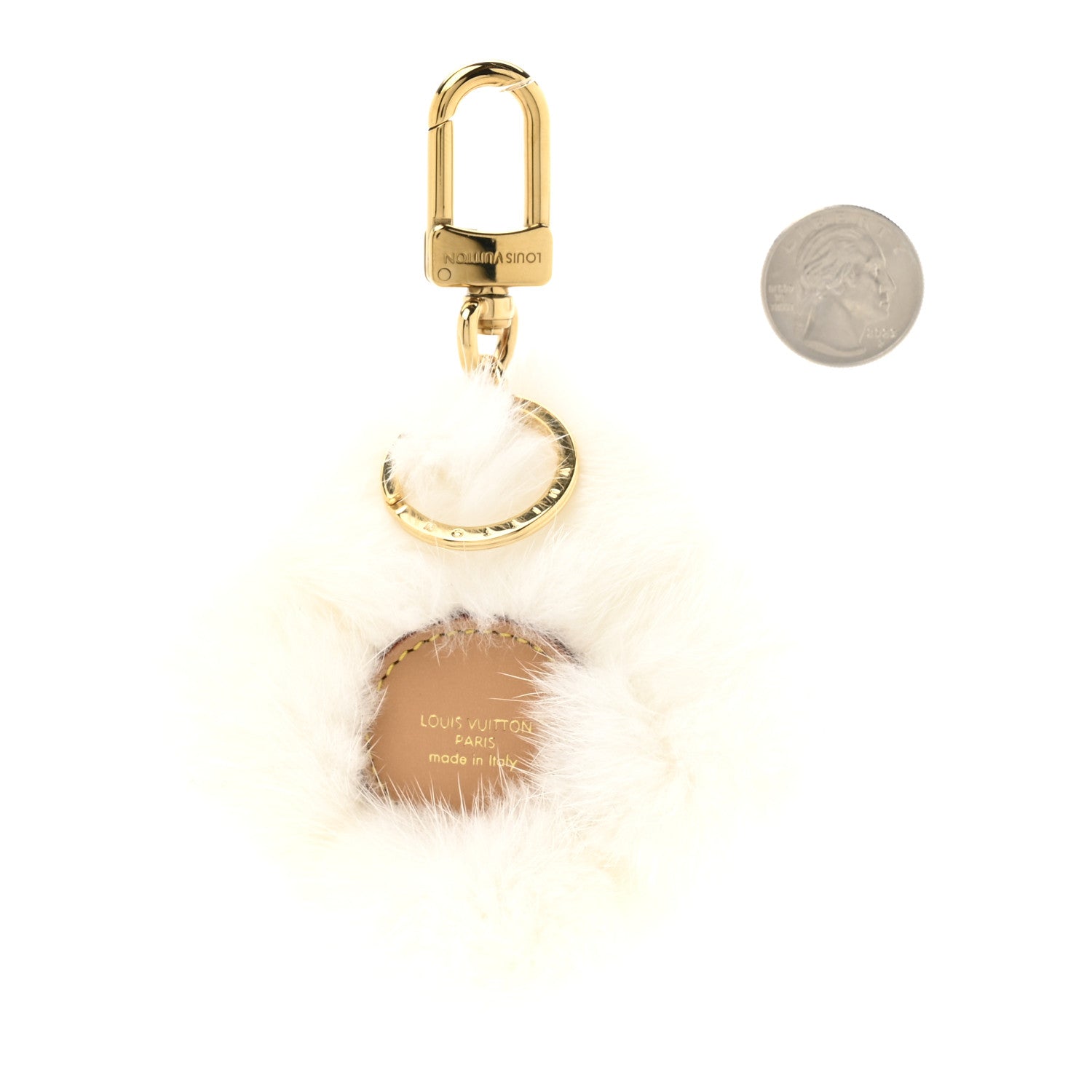 Louis Vuitton Calfskin Mink Fur Vivienne Bag Charm Key Holder White 2 of 5