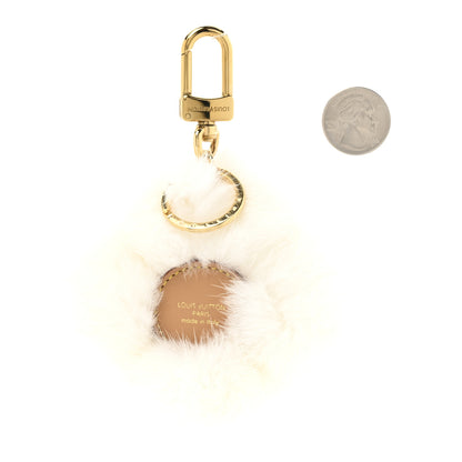 Louis Vuitton Calfskin Mink Fur Vivienne Bag Charm Key Holder White 2 of 5