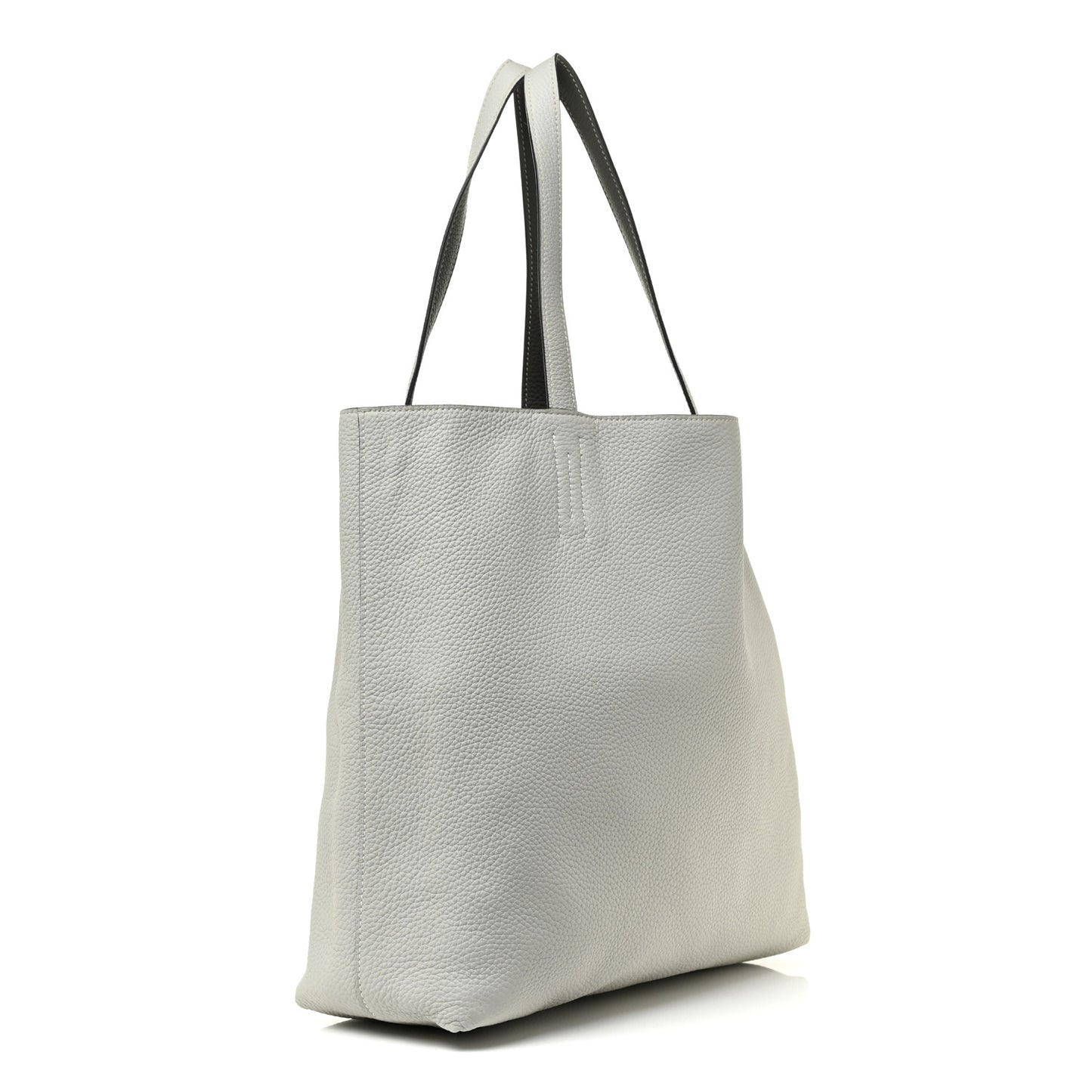 Taurillon Clemence Double Sens 36 Reversible Tote Gris Perle Etain