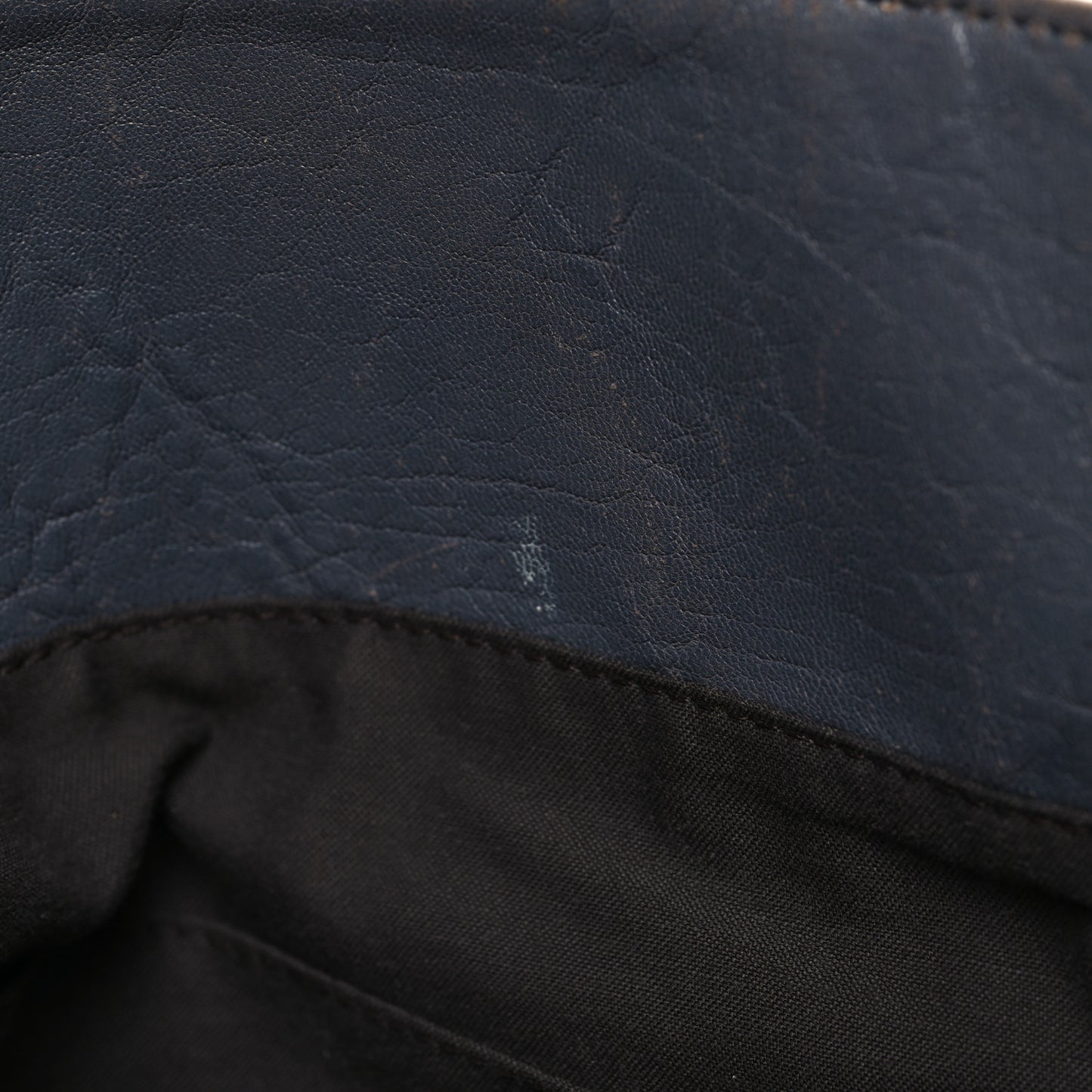 Crinkled Lambskin Mia Tote Blue