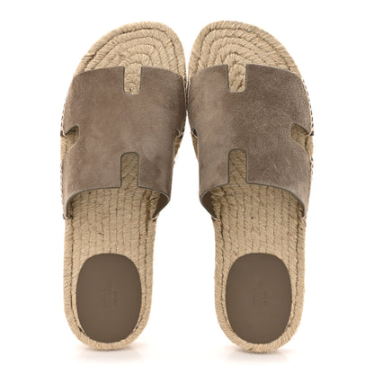 Hermes Suede Goatskin Mens Antigua Espadrille Sandals 43 Beige Sable 2 of 10