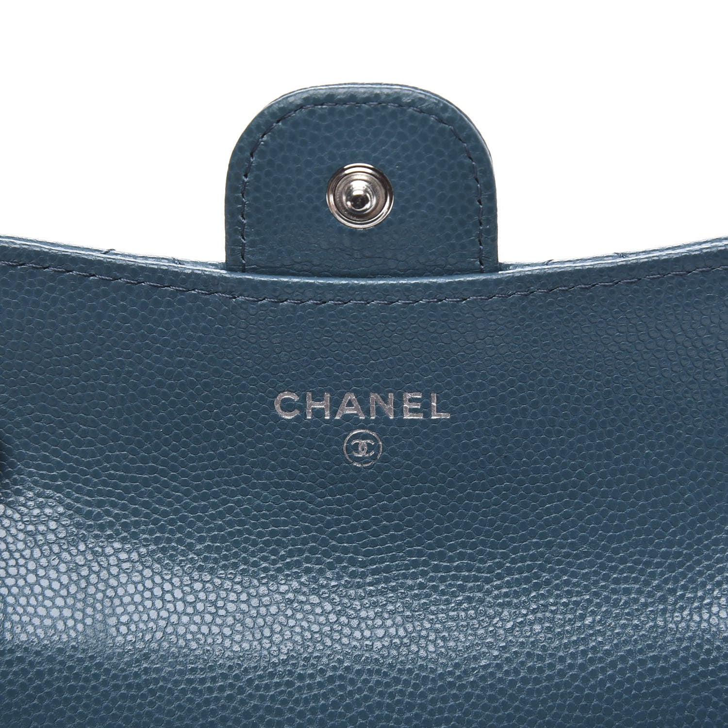 Chanel Caviar Quilted Flap Card Holder Wallet Dark Turquoise 8 of 10