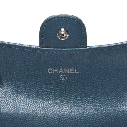 Chanel Caviar Quilted Flap Card Holder Wallet Dark Turquoise 8 of 10