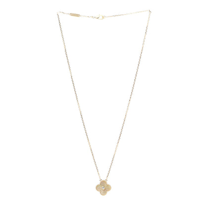Van Cleef & Arpels 18K Yellow Gold Diamond Yellow Mother of Pearl Vintage Alhambra Pendant Necklace 3 of 8