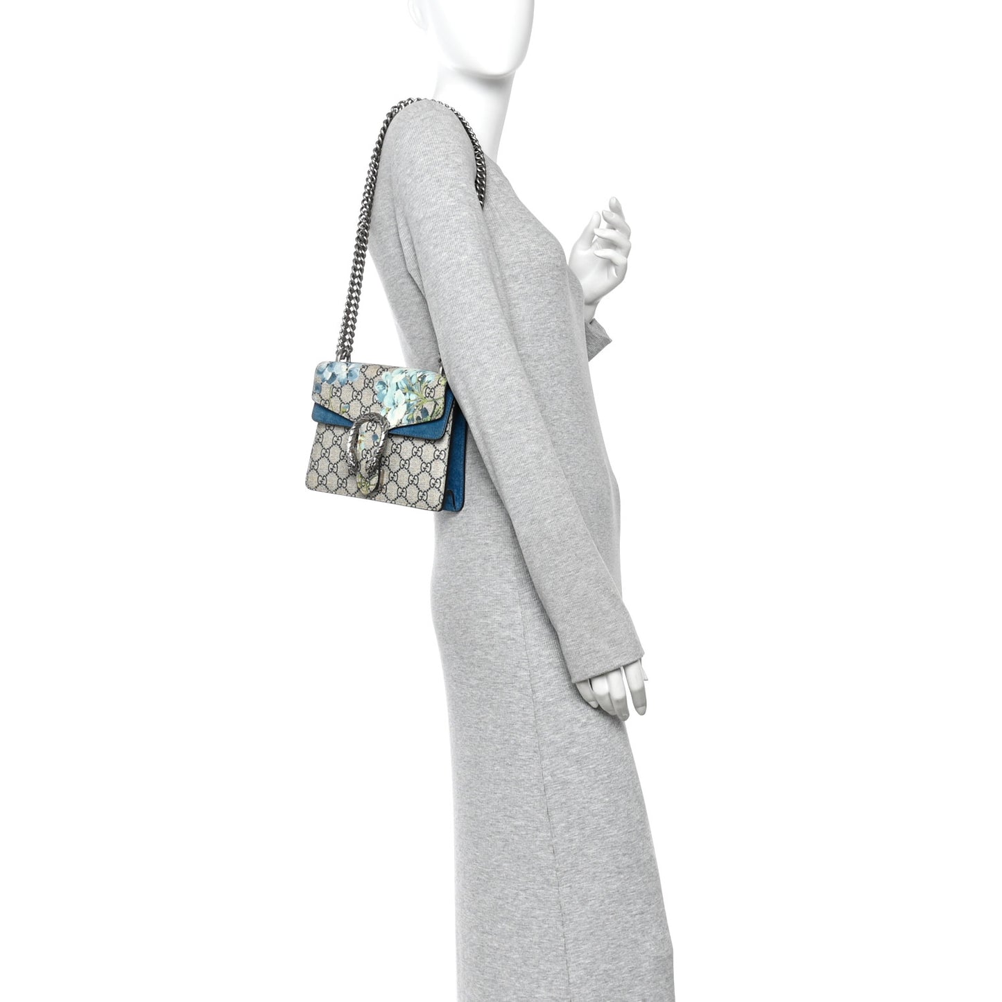 GG Supreme Monogram Blooms Mini Dionysus Shoulder Bag Beige Navy Vintage Blue
