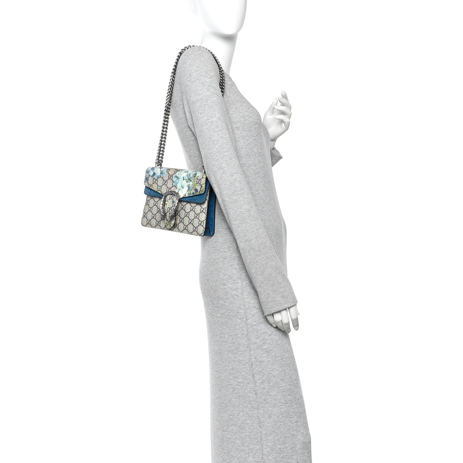 Gucci GG Supreme Monogram Blooms Mini Dionysus Shoulder Bag Beige Navy Vintage Blue 2 of 13