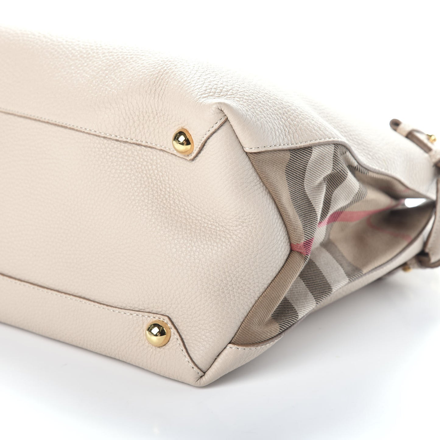 Grainy Calfskin House Check Large Banner Tote Stone
