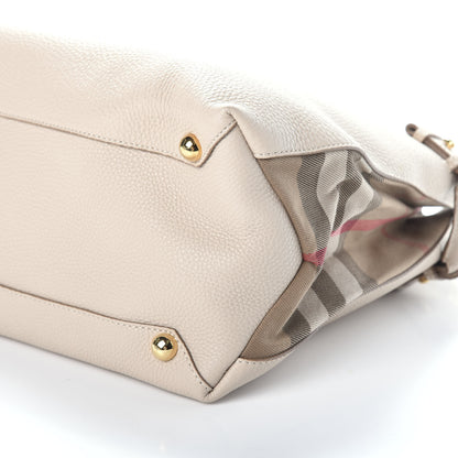 Burberry Grainy Calfskin House Check Large Banner Tote Stone 9 of 9