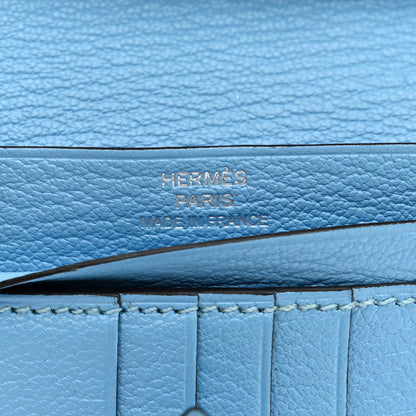 Hermes Chevre Mysore Bearn Compact Wallet Celeste 6 of 17