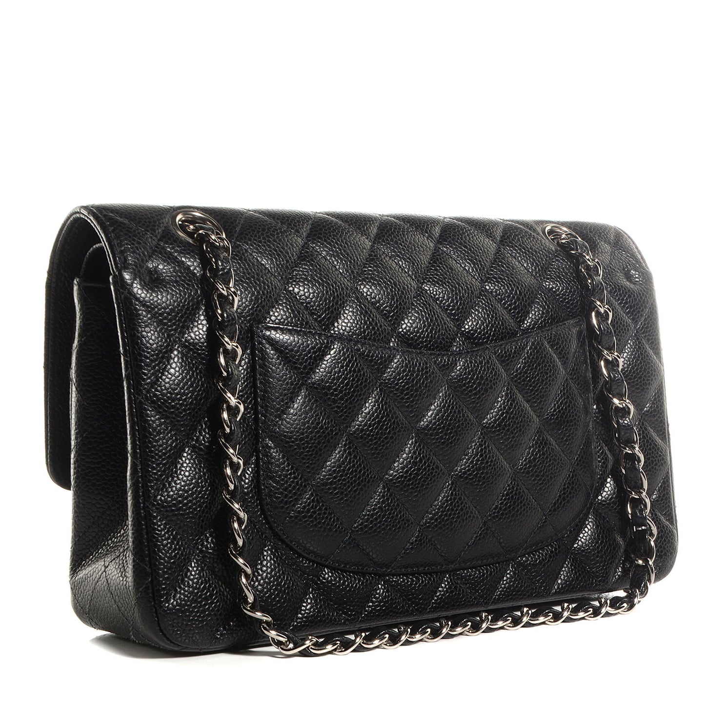 Caviar Quilted Medium Double Flap Black