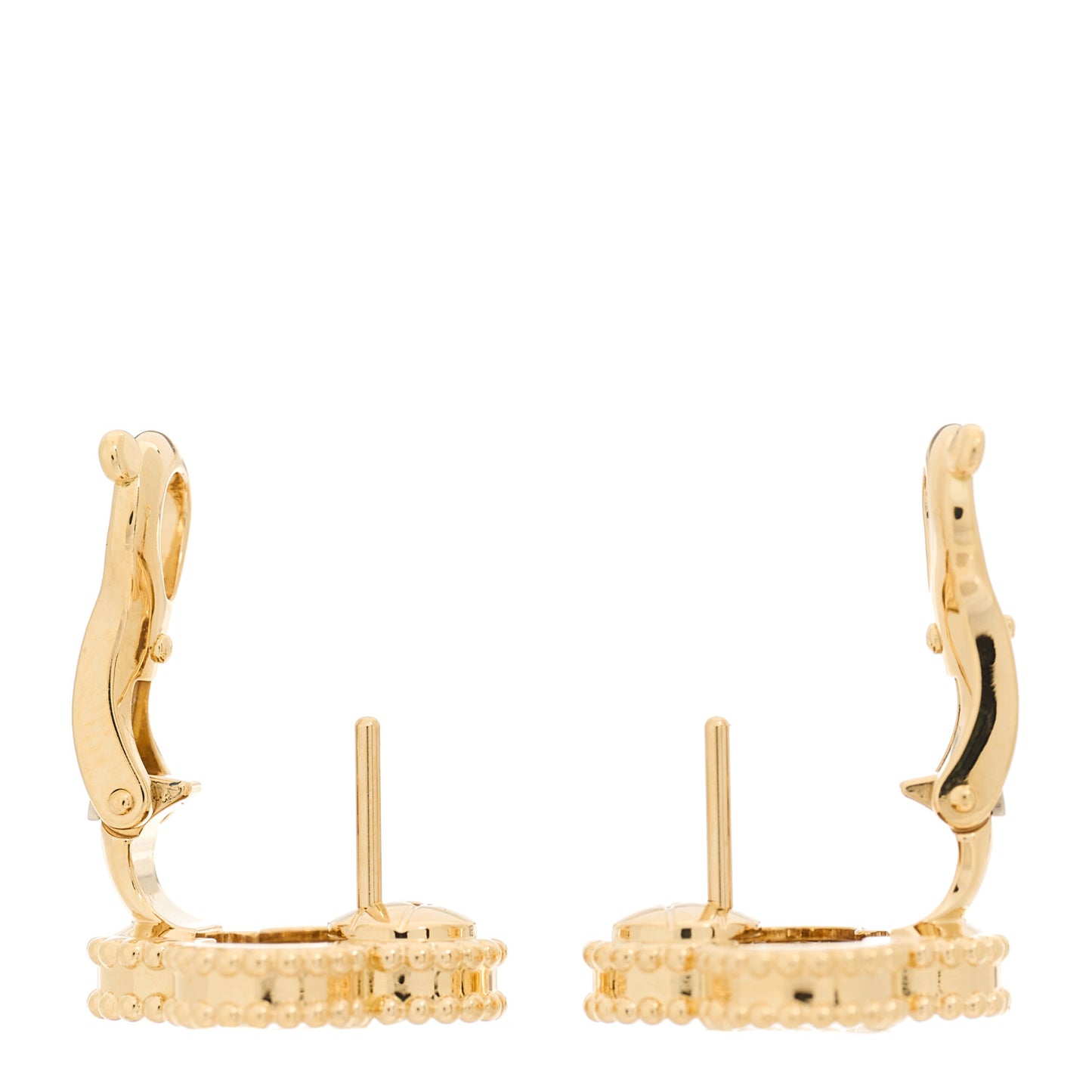 18K Yellow Gold Tiger's Eye Vintage Alhambra Earrings