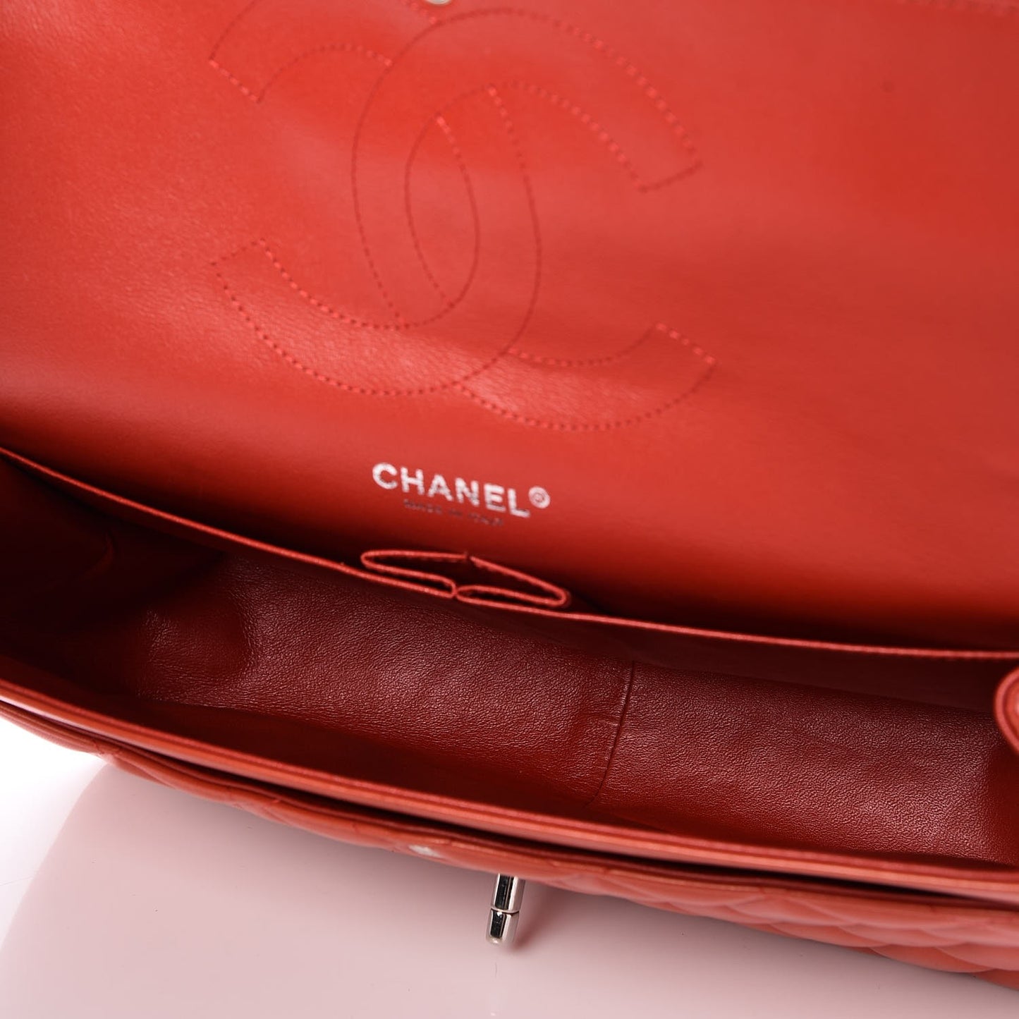 Lambskin Quilted Jumbo Double Flap Red