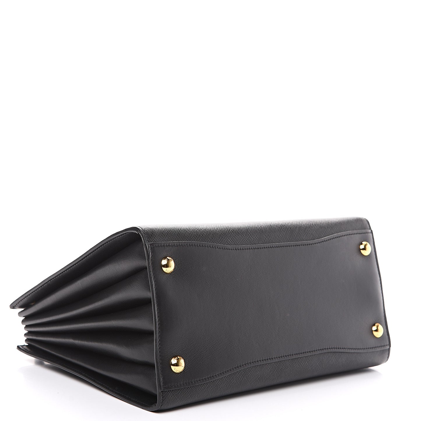 Saffiano City Calfskin Medium Bibliothèque Top Handle Black