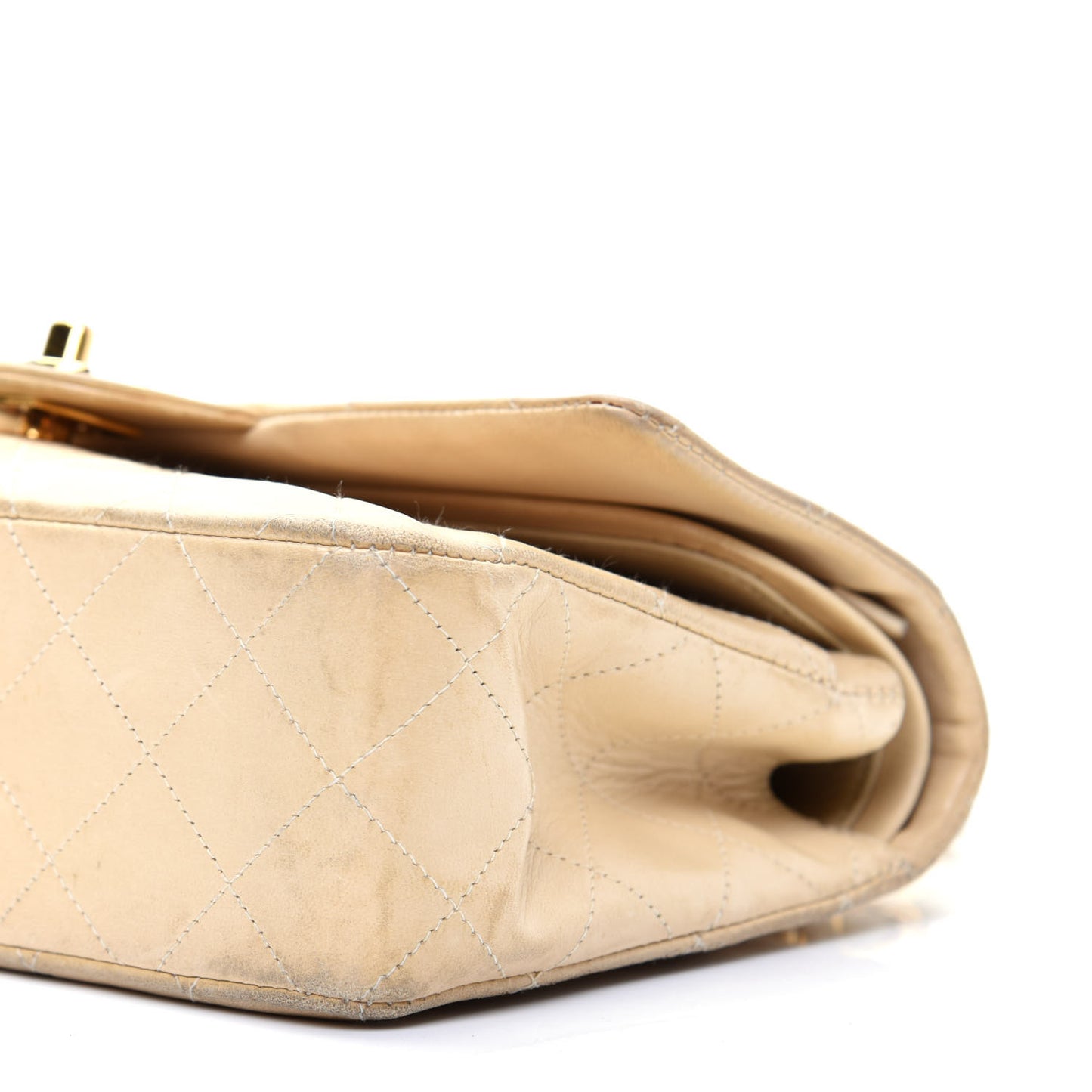 Lambskin Quilted Small Double Flap Beige