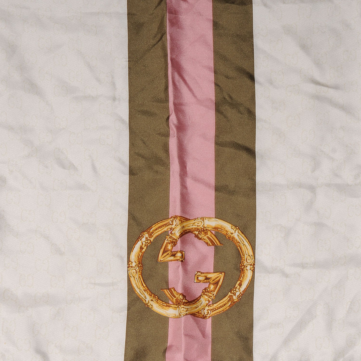 Gucci Silk Bamboo GG Web Print Scarf Ivory 1 of 4