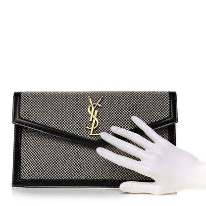 Saint Laurent Canvas Uptown Pouch Black White 2 of 10