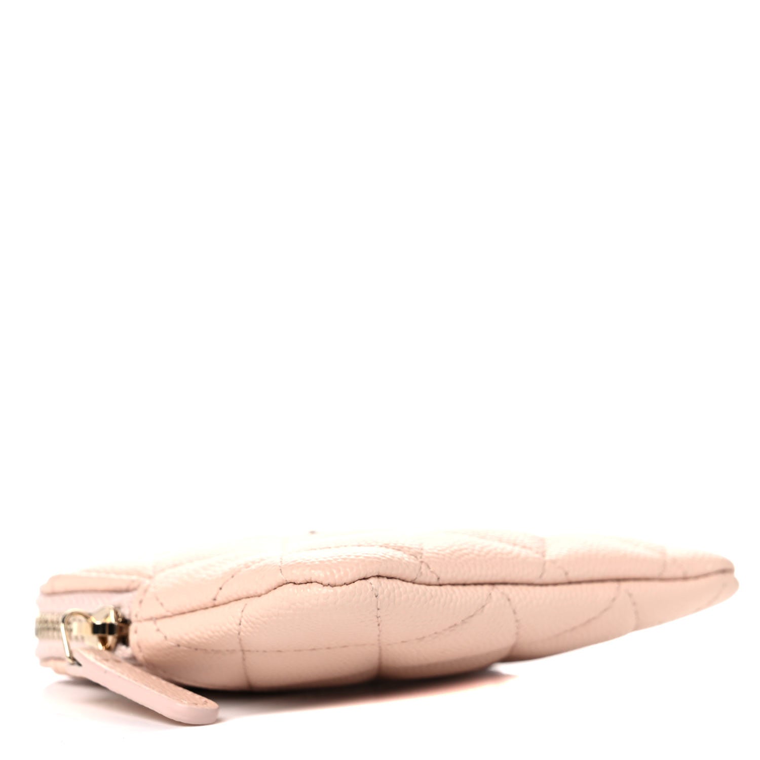 Chanel Caviar Quilted Zip Card Holder Wallet Light Beige 4 of 9